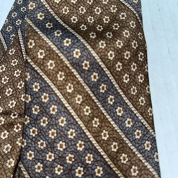 Yves Saint Laurent YSL Vintage Brown Gray Silk Men's Neck Tie - Picture 3 of 6